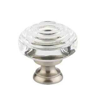 Emtek 86564US15 Crystal & Porcelain Deco 1 5/8" Clear Crystal Cabinet Knob in Satin Brass in Satin Nickel