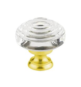 Emtek 86564US3 Crystal & Porcelain Deco 1 5/8" Clear Crystal Cabinet Knob in Polished Brass