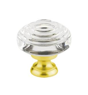Emtek 86563US3 Crystal & Porcelain Deco 1 1/4" Clear Crystal Cabinet Knob in Polished Brass