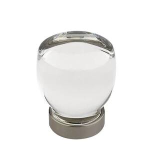 Emtek 86562US15A Crystal & Porcelain Juneau 1 1/8" Clear Crystal Cabinet Knob in Pewter