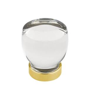 Emtek 86562US4 Crystal & Porcelain Juneau 1 1/8" Clear Crystal Cabinet Knob in Satin Brass