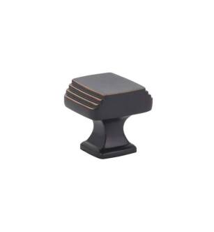 Emtek 86421US10B American Designer Art Deco 1 1/4" Brass Square Cabinet Knob in Oil Rubbed Bronze