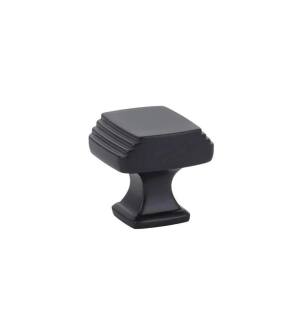 Emtek 86421US19 American Designer Art Deco 1 1/4" Brass Square Cabinet Knob in Flat Black