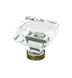 Emtek 86403US7 Crystal & Porcelain Lido 1 3/8" Square Clear Crystal Cabinet Knob in French Antique