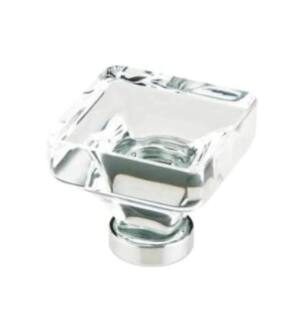 Emtek 86404US26 Crystal & Porcelain Lido 1 5/8" Square Clear Crystal Cabinet Knob in Polished Chrome