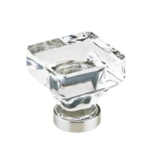 Emtek 86404US14 Crystal & Porcelain Lido 1 5/8" Square Clear Crystal Cabinet Knob in Polished Nickel