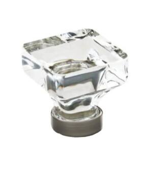 Emtek 86404US15A Crystal & Porcelain Lido 1 5/8" Square Clear Crystal Cabinet Knob in Pewter