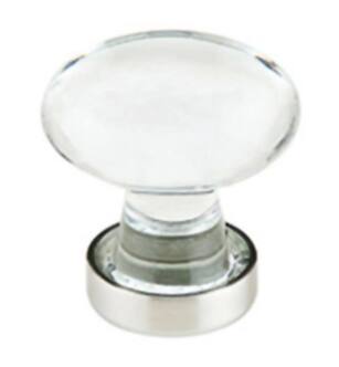 Emtek 86402US14 Crystal & Porcelain Hampton 1 3/4" Clear Crystal Cabinet Knob in Polished Nickel