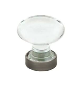 Emtek 86402US15A Crystal & Porcelain Hampton 1 3/4" Clear Crystal Cabinet Knob in Pewter