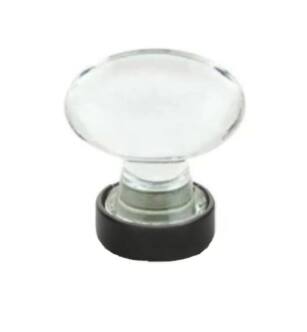 Emtek 86402US19 Crystal & Porcelain Hampton 1 3/4" Clear Crystal Cabinet Knob in Flat Black