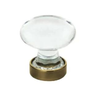 Emtek 86402US7 Crystal & Porcelain Hampton 1 3/4" Clear Crystal Cabinet Knob in French Antique