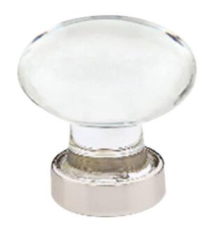 Emtek 86401US15 Crystal & Porcelain Hampton 1 1/4" Clear Crystal Cabinet Knob in Satin Nickel