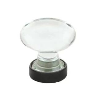 Emtek 86401US19 Crystal & Porcelain Hampton 1 1/4" Clear Crystal Cabinet Knob in Flat Black