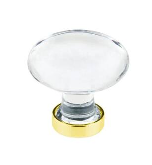Emtek 86401US3 Crystal & Porcelain Hampton 1 1/4" Clear Crystal Cabinet Knob in Polished Brass