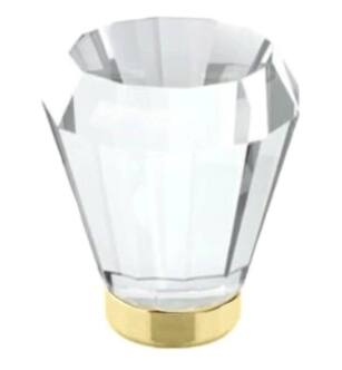 Emtek 86398US4 Crystal & Porcelain Brookmont 1 5/8" Clear Crystal Cabinet Knob in Satin Brass