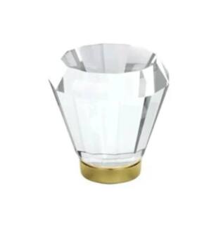 Emtek 86397US3 Crystal & Porcelain Brookmont 1 1/4" Clear Crystal Cabinet Knob in Polished Brass