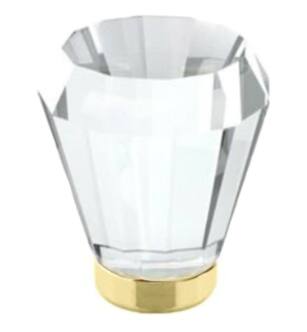 Emtek 86397US4 Crystal & Porcelain Brookmont 1 1/4" Clear Crystal Cabinet Knob in Satin Brass