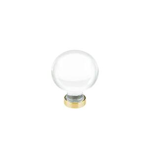 Emtek 86395US4 Crystal & Porcelain Bristol 1 1/4" Clear Crystal Cabinet Knob in Satin Brass