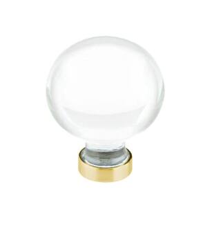 Emtek 86394US4 Crystal & Porcelain Bristol 1" Clear Crystal Cabinet Knob in Satin Brass