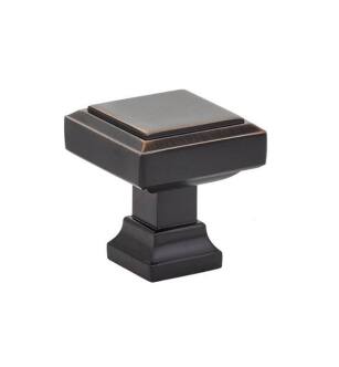 Emtek 86295US10B American Designer Geometric 1 1/4" Brass Square Cabinet Knob in Oil Rubbed Bronze
