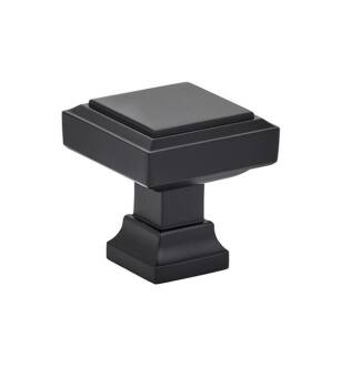 Emtek 86295US19 American Designer Geometric 1 1/4" Brass Square Cabinet Knob in Flat Black