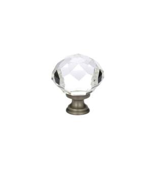 Emtek 86209US15A Crystal & Porcelain 1 3/4" Diamond Crystal Cabinet Knob in Pewter