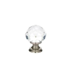 Emtek 86012US15 Crystal & Porcelain 1 1/4" Diamond Crystal Cabinet Knob in Satin Nickel