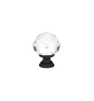 Emtek 86012US19 Crystal & Porcelain 1 1/4" Diamond Crystal Cabinet Knob in Flat Black