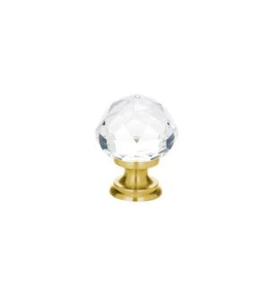 Emtek 86012US4 Crystal & Porcelain 1 1/4" Diamond Crystal Cabinet Knob in Satin Brass