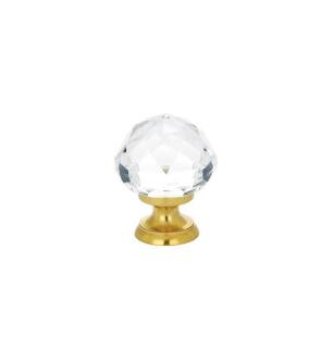 Emtek 86012US3 Crystal & Porcelain 1 1/4" Diamond Crystal Cabinet Knob in Polished Brass