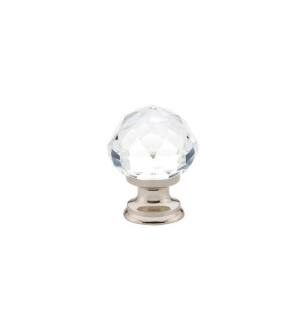 Emtek 86003US14 Crystal & Porcelain 1" Diamond Crystal Cabinet Knob with Brass Base in Polished Nickel