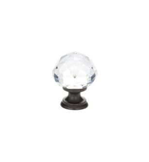 Emtek 86003US10B Crystal & Porcelain 1" Diamond Crystal Cabinet Knob with Brass Base in Oil Rubbed Bronze