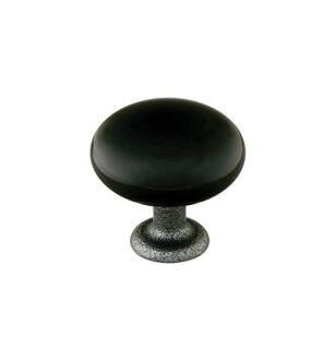 Emtek 86072SS Crystal & Porcelain Madison 1 1/4" Black Cabinet Knob with Wrought Steel Stem in Satin Steel