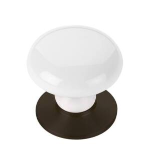 Emtek 86034US10B Porcelain 1 3/4" Ice White Cabinet Knob with Brass Base in Oil Rubbed Bronze