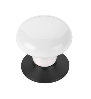 Emtek 86034US19 Porcelain 1 3/4" Ice White Cabinet Knob with Brass Base in Flat Black