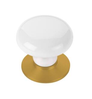 Emtek 86034US7 Porcelain 1 3/4" Ice White Cabinet Knob with Brass Base in French Antique