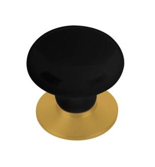 Emtek 86033US7 Porcelain 1 3/4" Ebony Cabinet Knob with Brass Base in French Antique