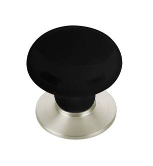 Emtek 86009US15 Porcelain 1 3/8" Ebony Cabinet Knob with Brass Base in Satin Nickel