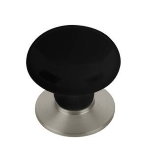 Emtek 86009US15A Porcelain 1 3/8" Ebony Cabinet Knob with Brass Base in Pewter