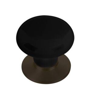 Emtek 86009US10B Porcelain 1 3/8" Ebony Cabinet Knob with Brass Base in Oil Rubbed Bronze