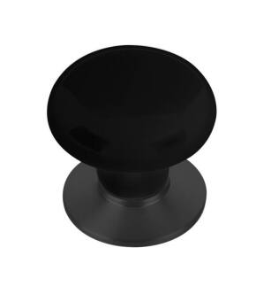 Emtek 86009US19 Porcelain 1 3/8" Ebony Cabinet Knob with Brass Base in Flat Black
