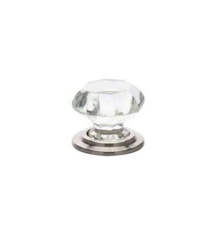 Emtek 86028US15 Crystal & Porcelain Old Town 1 3/4" Clear Crystal Cabinet Knob in Satin Nickel