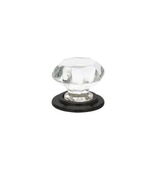 Emtek 86028US19 Crystal & Porcelain Old Town 1 3/4" Clear Crystal Cabinet Knob in Flat Black