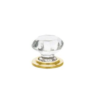 Emtek 86028US4 Crystal & Porcelain Old Town 1 3/4" Clear Crystal Cabinet Knob in Satin Brass