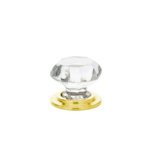 Emtek 86028US3NL Crystal & Porcelain Old Town 1 3/4" Clear Crystal Cabinet Knob in Unlacquered Brass