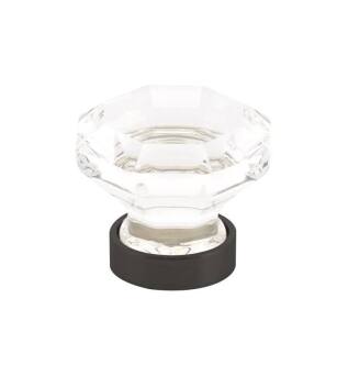 Emtek 86011US19 Crystal & Porcelain Old Town 1 1/4" Clear Crystal Cabinet Knob with Brass Base in Flat Black