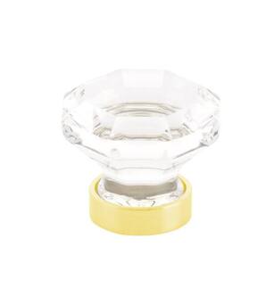 Emtek 86011US3 Crystal & Porcelain Old Town 1 1/4" Clear Crystal Cabinet Knob with Brass Base in Polished Brass