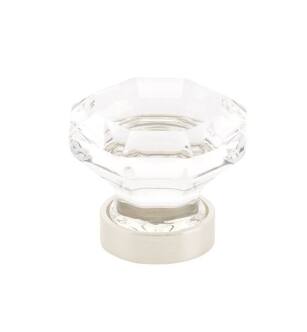 Emtek 86010US14 Crystal & Porcelain Old Town 1" Clear Crystal Cabinet Knob with Brass Base in Polished Nickel