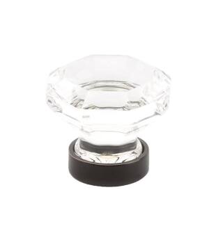 Emtek 86010US10B Crystal & Porcelain Old Town 1" Clear Crystal Cabinet Knob with Brass Base in Oil Rubbed Bronze