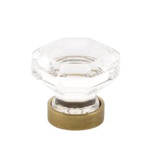 Emtek 86010US7 Crystal & Porcelain Old Town 1" Clear Crystal Cabinet Knob with Brass Base in French Antique